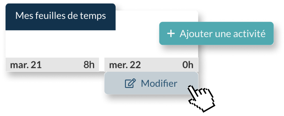 Fonctionnalité Dreeven: Feuille de temps